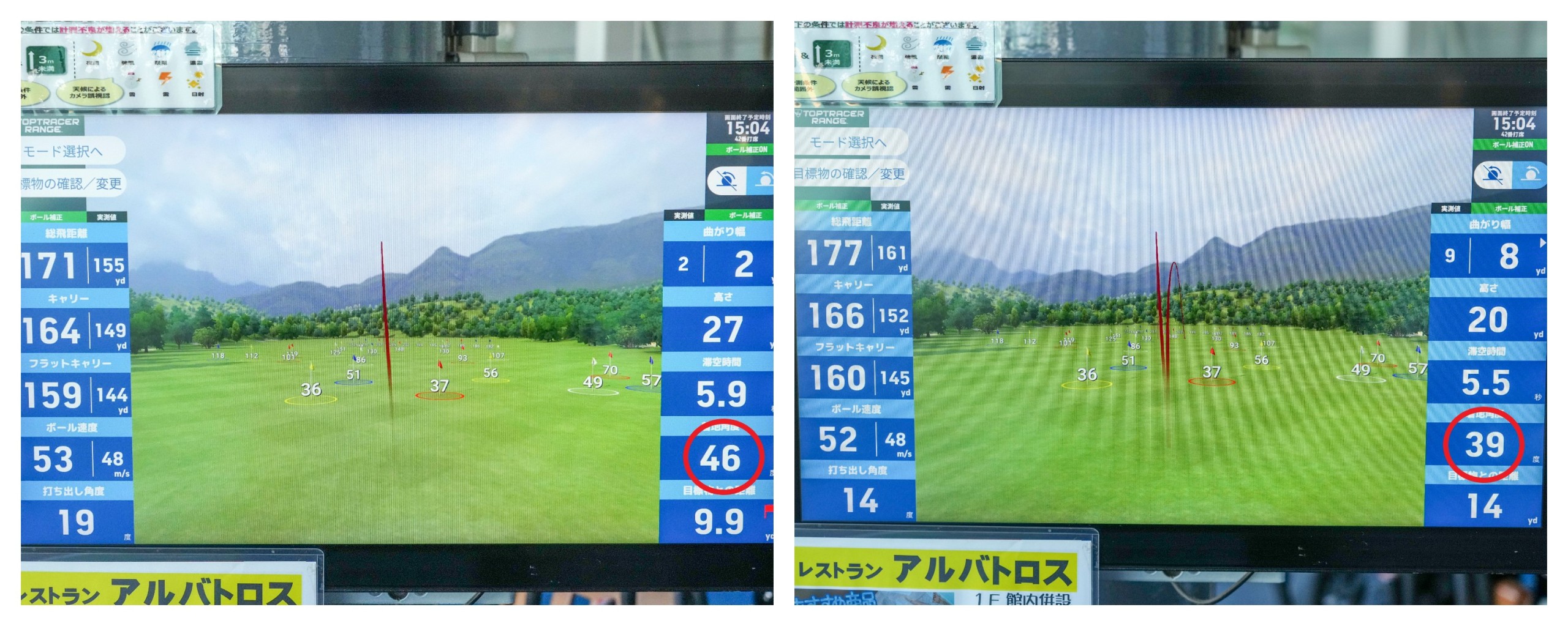 6UT（ロフト27度）の弾道データ,5I（ロフト27度）の弾道データ
